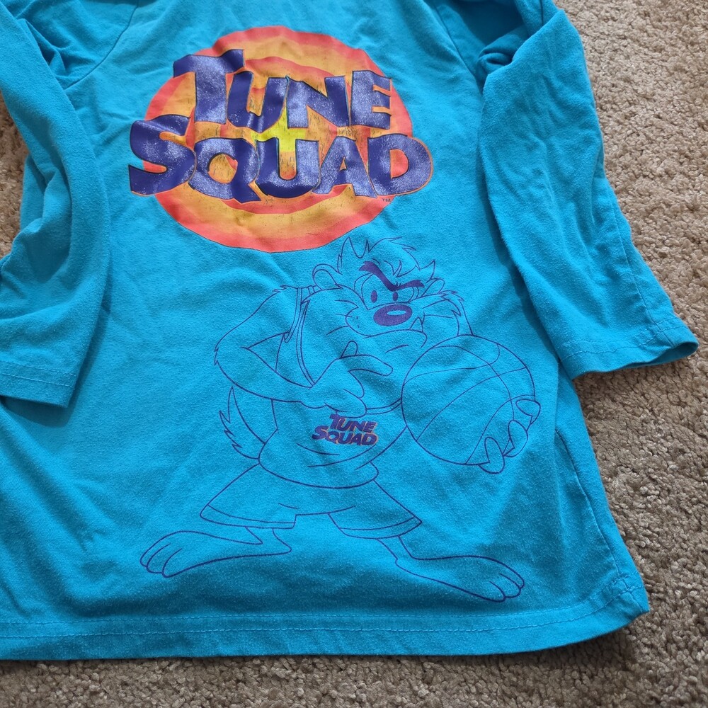 Space Jam Taz Boys Hooded Shirt 10 Tune Squad Deep Teal 2021 - Picture 7 of 16